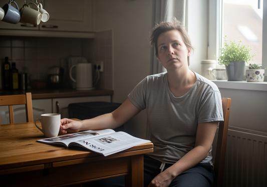 A women sitting distracted and tired