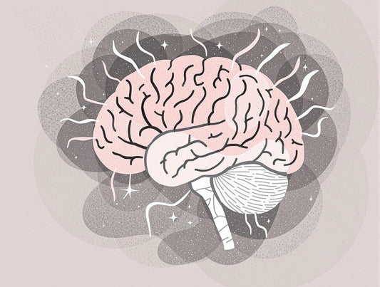 A pink brain cartoon