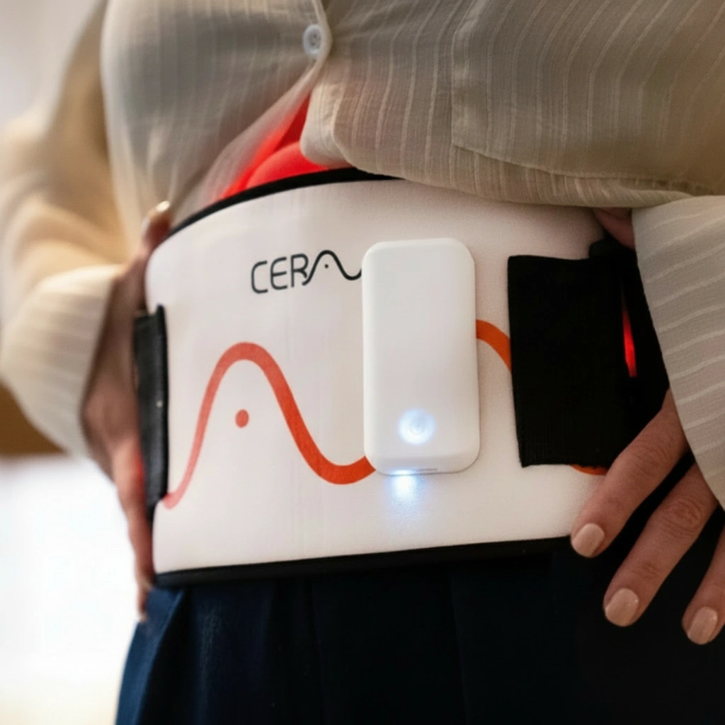 Cerathrive CERA System device worn on the core for calm digestion, mental clarity, and gut-brain connection support