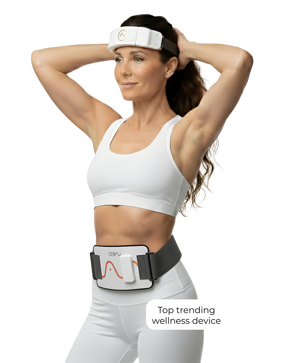 CeraThrive red light therapy device being used on the gut and brain for gut-brain axis support and wellness